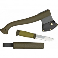 Набор Morakniv Outdoor Kit MG, нож Morakniv 2000 сталь Sandvik 12C27, цвет зеленый + топор купить в Химках