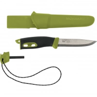 Нож с фиксированным лезвием Morakniv Companion Spark (S) Green, сталь Sandvik 12C27, рукоять резина/пластик купить в Химках