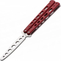 Тренировочный нож-бабочка (балисонг) Balisong Trainer, Boker Plus 01BO712, клинок из нержавеющей стали Zero-ground Plain (без заточки), рукоять стеклотекстолит G10, красный купить в Химках