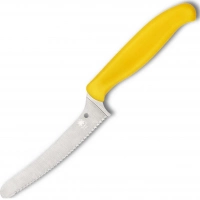 Универсальный кухонный нож Spyderco Z-Cut Serrated Offset Kitchen, сталь CTS™ — BD1 Alloy, рукоять желтый полипропилен купить в Химках