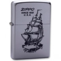 Зажигалка ZIPPO Boat-Zippo Satin Chrome, латунь с ник.-хром. покрыт., сереб., матовая, 36х56х12мм купить в Химках